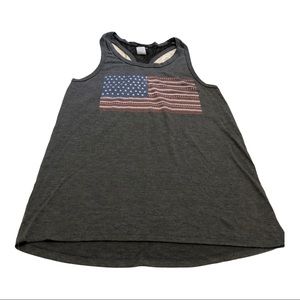 Fifth Sun Gray Flag Racerback Tank Black Net Panel